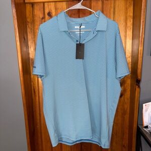 Bonobos‎ Golf Polo Shirt Mens Large L Aviator Blue Striped Short Sleeve NWT